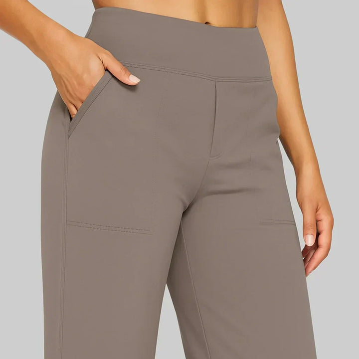 Damen-Stretchhose mit hoher Taille und Taschen
