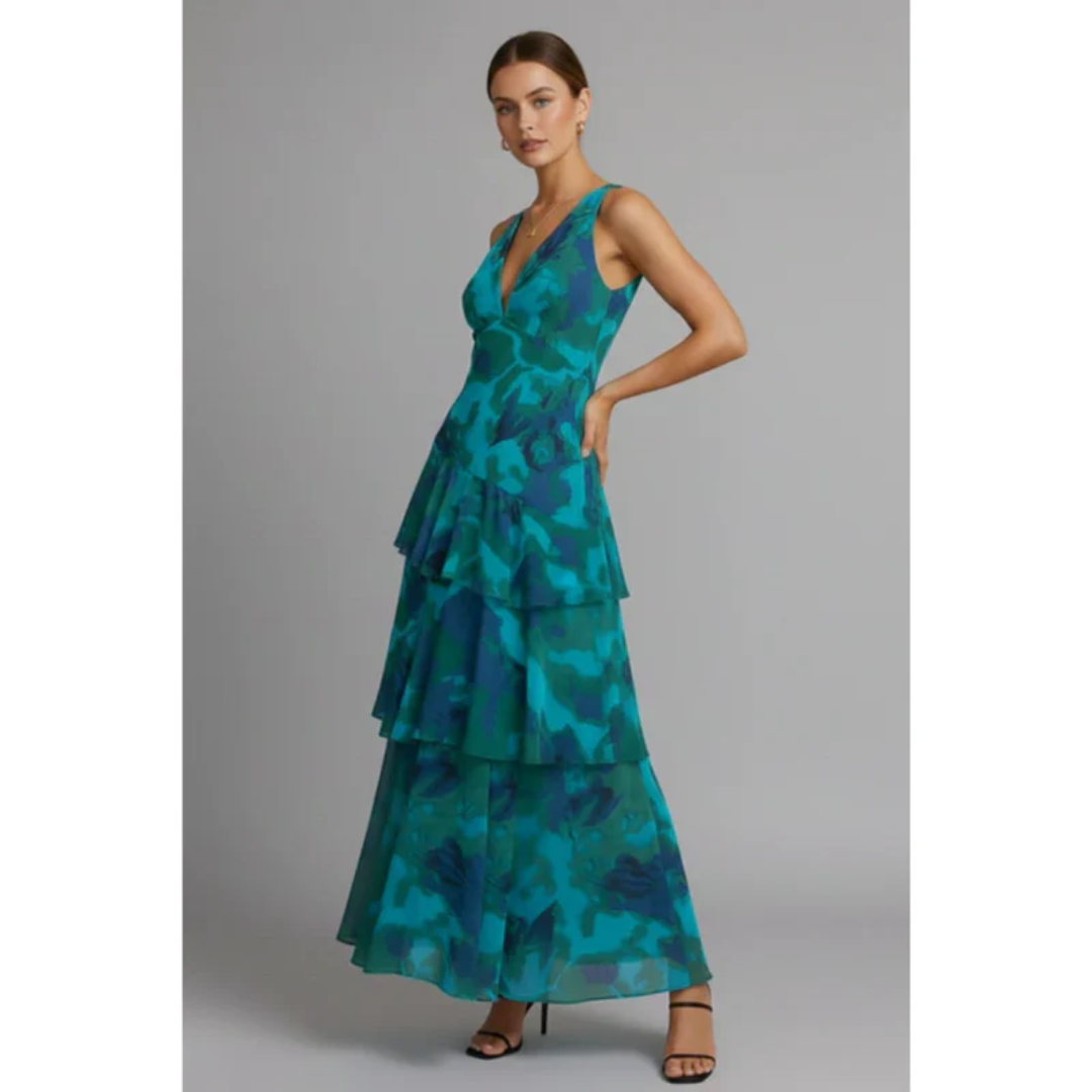 Gesine | Damen Maxikleid Für Sommer Mit V Ausschnitt