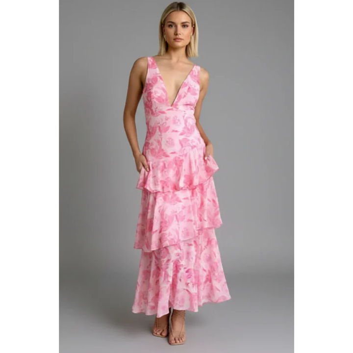 Gesine | Damen Maxikleid Für Sommer Mit V Ausschnitt