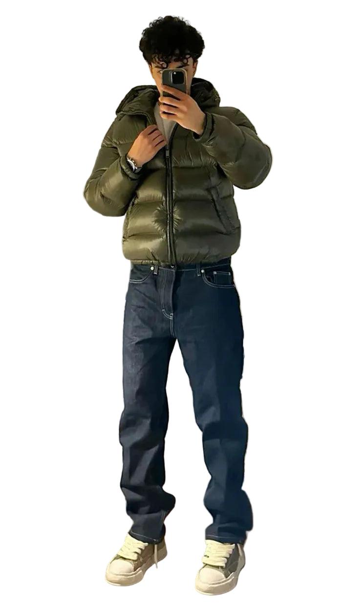 Gesteppte Herren-Pufferjacke mit Kapuze und Reißverschluss-Men Jackets-Alpenkind