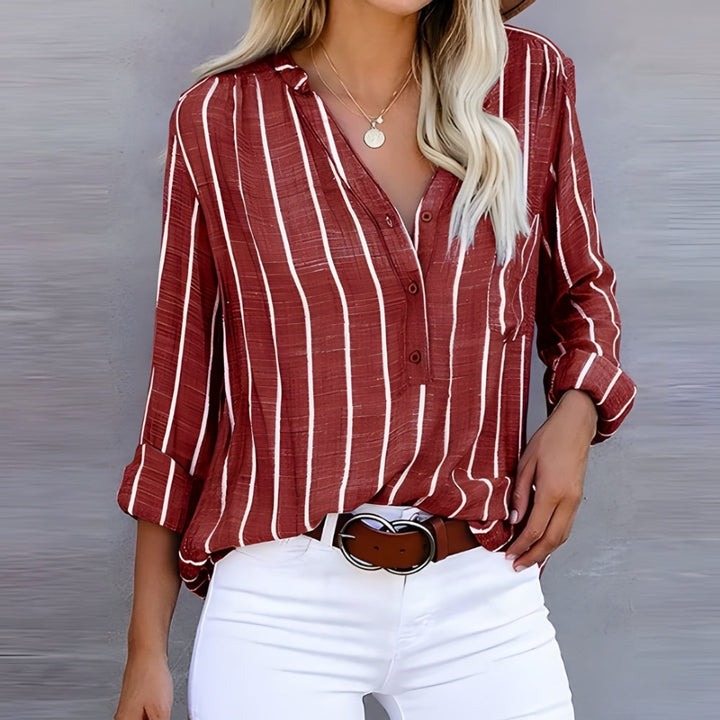 Gestreifte Bluse mit Knopfleiste – Zeitlose Form für Damen