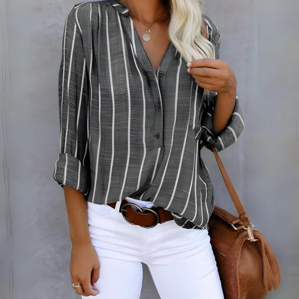 Gestreifte Bluse mit Knopfleiste – Zeitlose Form für Damen