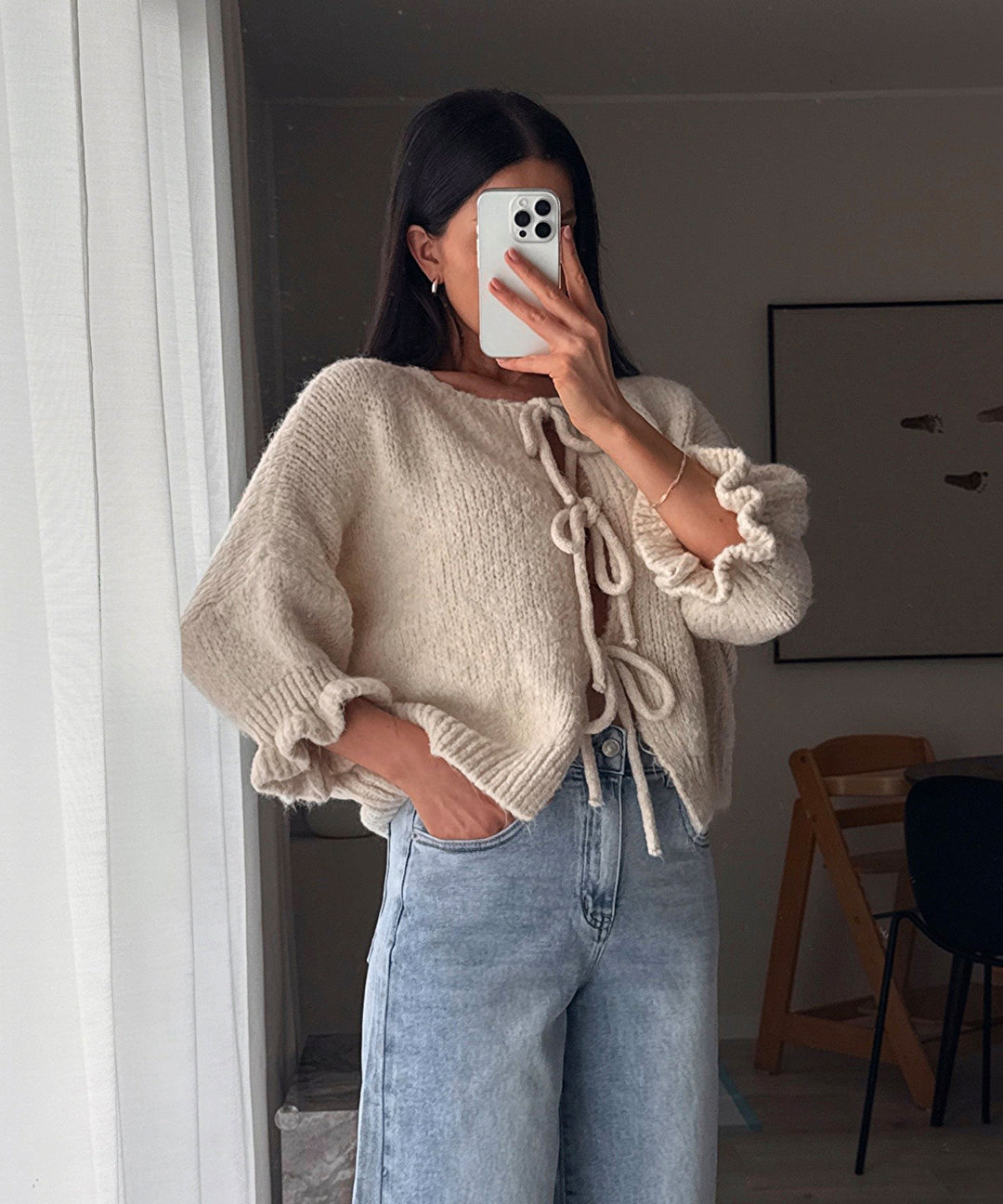 Cardigan Schleife Fia Dreiviertel Beige Ladypolitan ♡