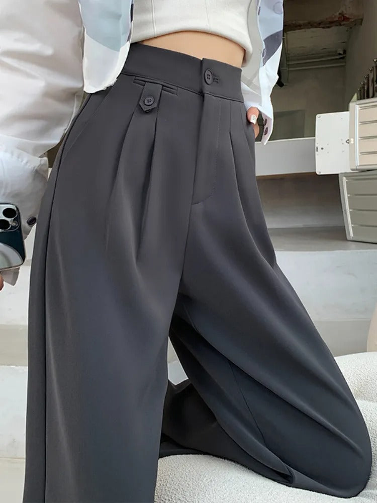 Damenhose mit hoher Taille und weitem Bein | Lockerer Schnitt