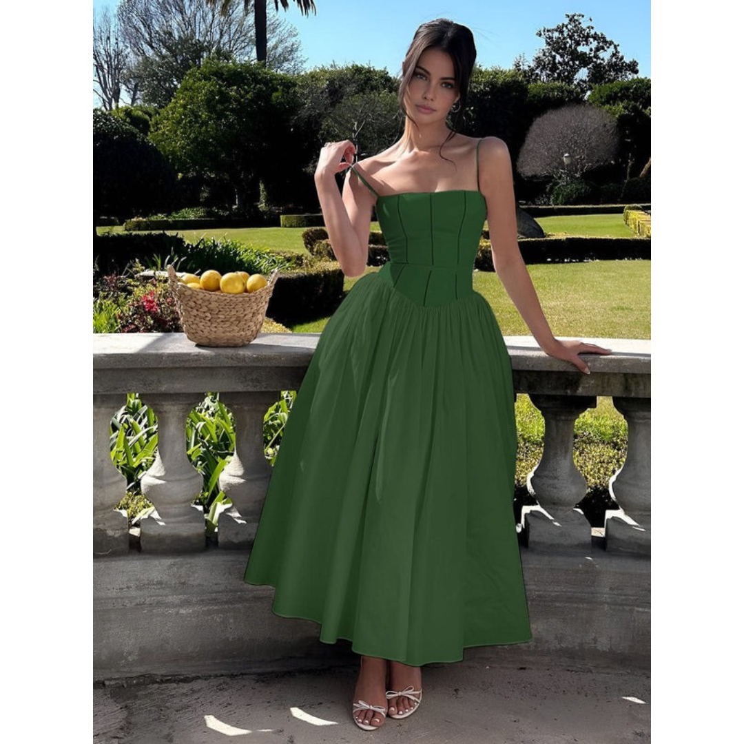 Greta | Damen Kleid Für Hochzeitsgast In Midi Länge Mit Korsett
