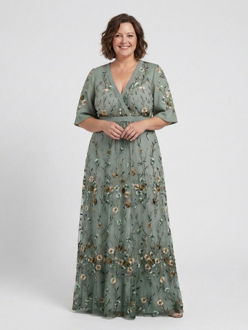 Isabella – Elegant Floral V Neck Dress for Women - Image 4