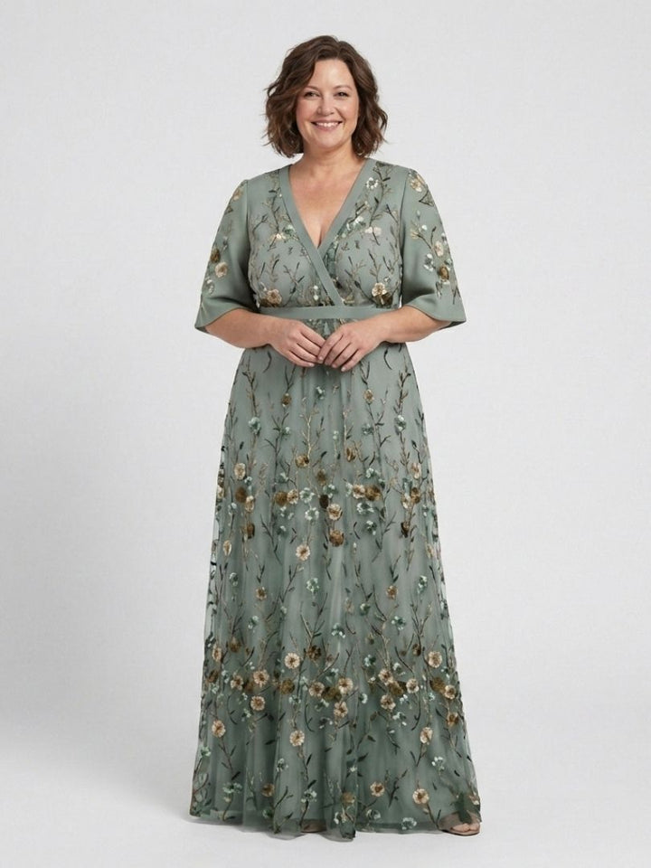 Isabella – Elegant Floral V Neck Dress for Women - Image 4