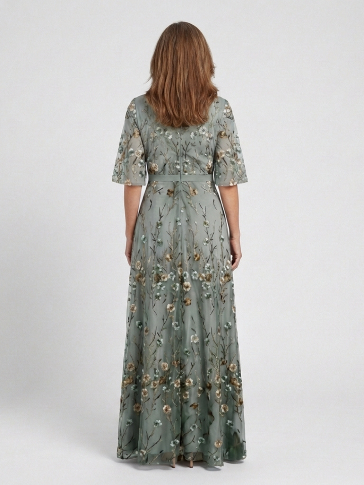 Isabella – Elegant Floral V Neck Dress for Women - Image 2