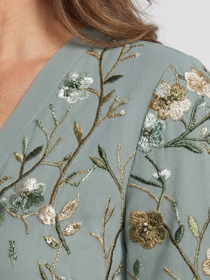 Isabella – Elegant Floral V Neck Dress for Women - Image 3