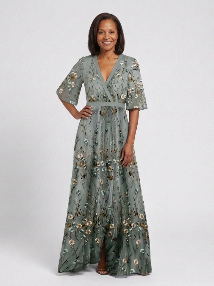 Isabella – Elegant Floral V Neck Dress for Women - Image 5