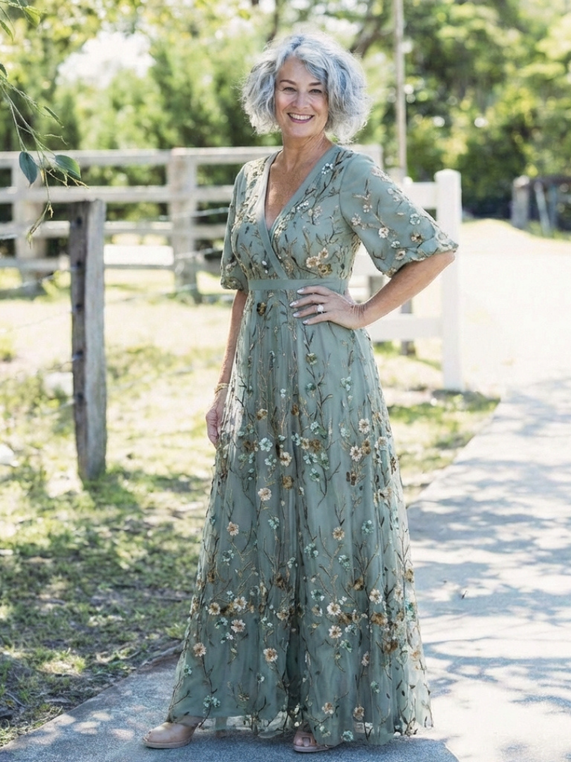 Isabella – Elegant Floral V Neck Dress for Women - Image 8