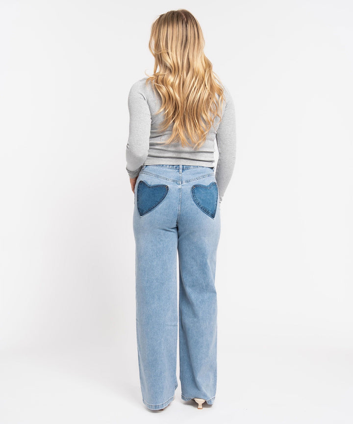 Stretch Straight Leg Jeans Heart Blau Ladypolitan ♡