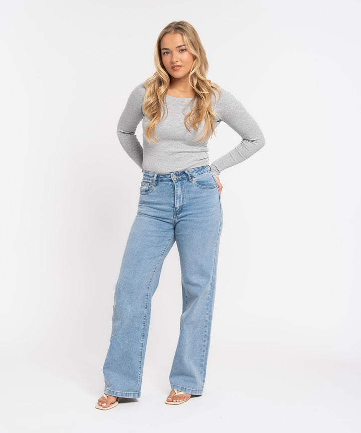 Stretch Straight Leg Jeans Heart Blau Ladypolitan ♡