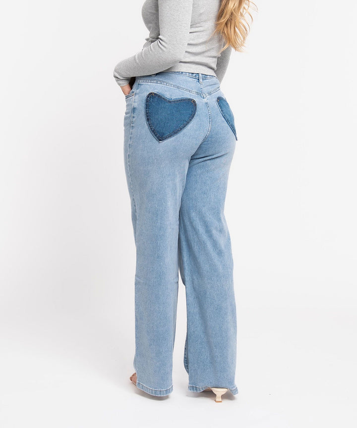 Stretch Straight Leg Jeans Heart Blau Ladypolitan ♡