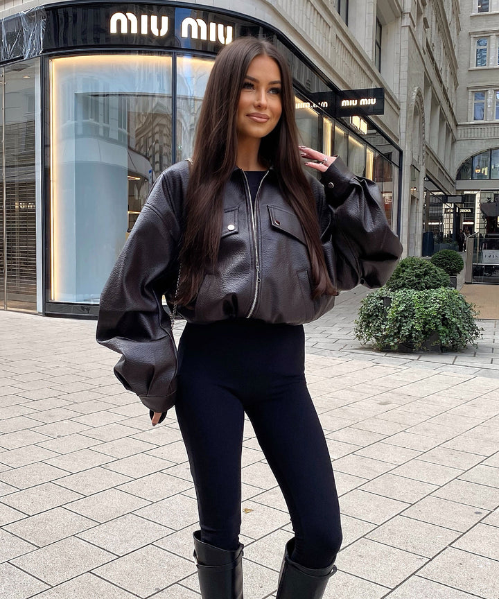 Oversize Lederjacke Hana Braun Ladypolitan ♡