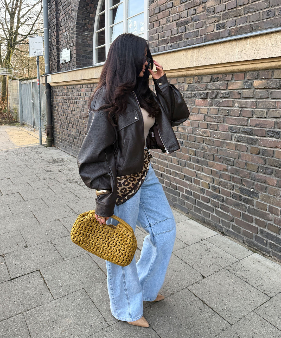 Oversize Lederjacke Hana Braun Ladypolitan ♡