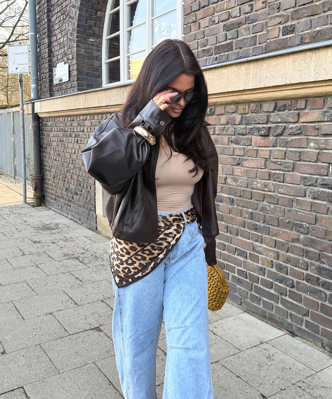 Oversize Lederjacke Hana Braun Ladypolitan ♡