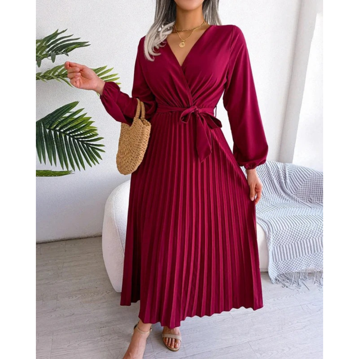 Hannah | Damen Abendkleid Maxi Plissee