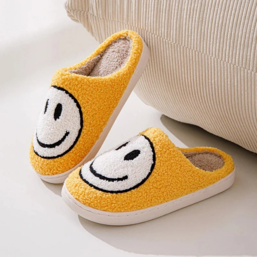 Hausschuhe mit Smiley-Design – Gepolsterte Hausschuhe für Zuhause