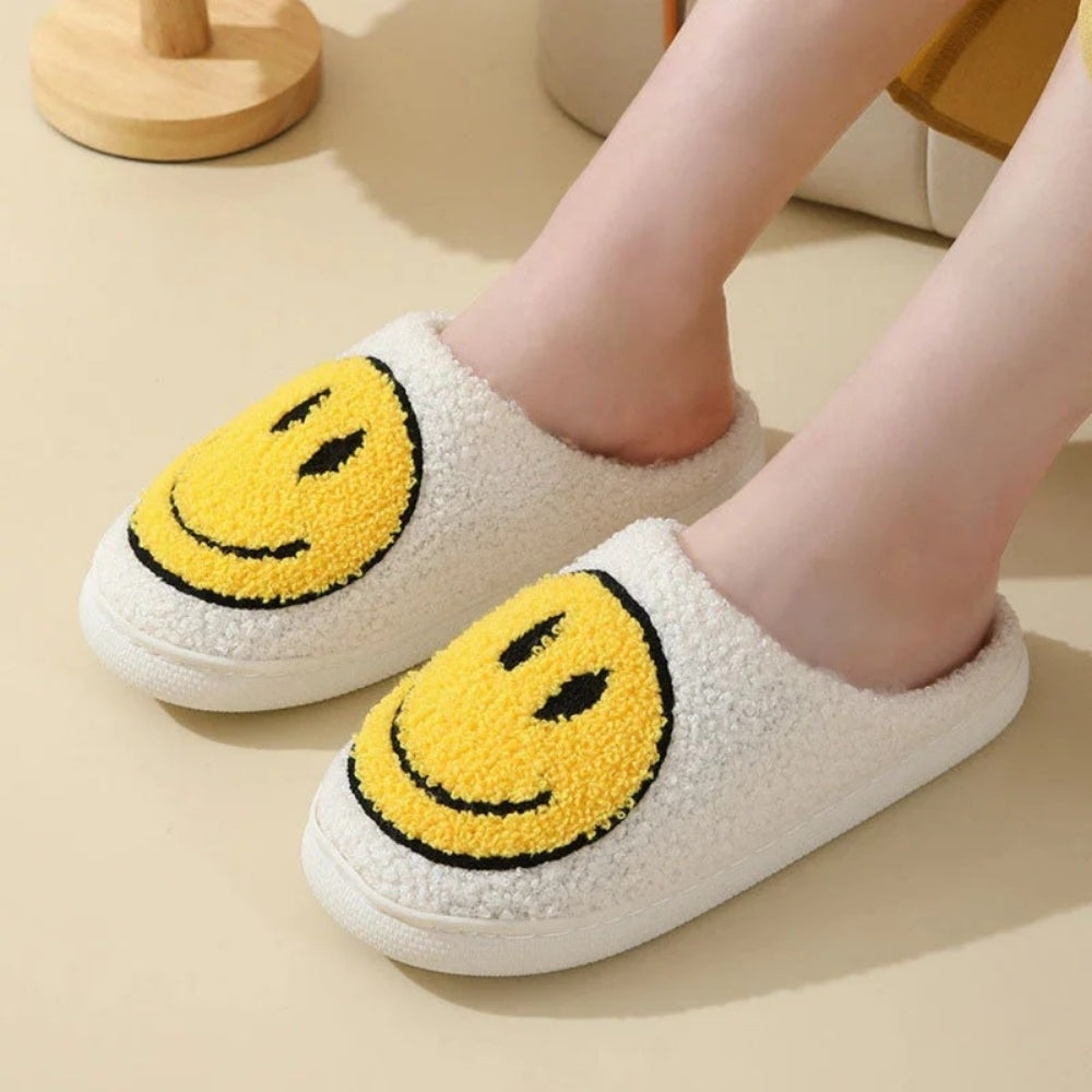 Hausschuhe mit Smiley-Design – Gepolsterte Hausschuhe für Zuhause