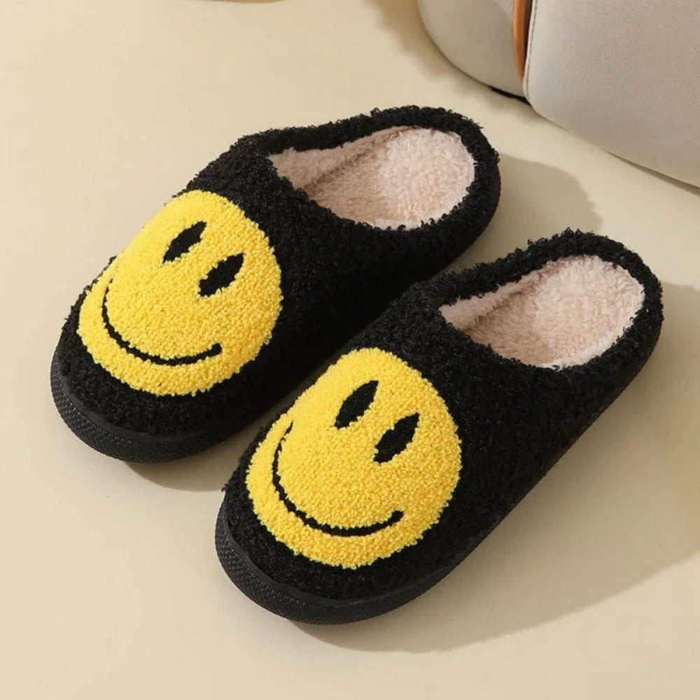 Hausschuhe mit Smiley-Design – Gepolsterte Hausschuhe für Zuhause