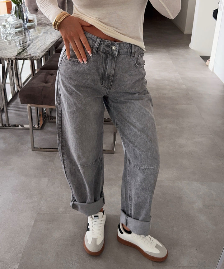 Stretch Barrel Jeans Jeya Grau Ladypolitan ♡
