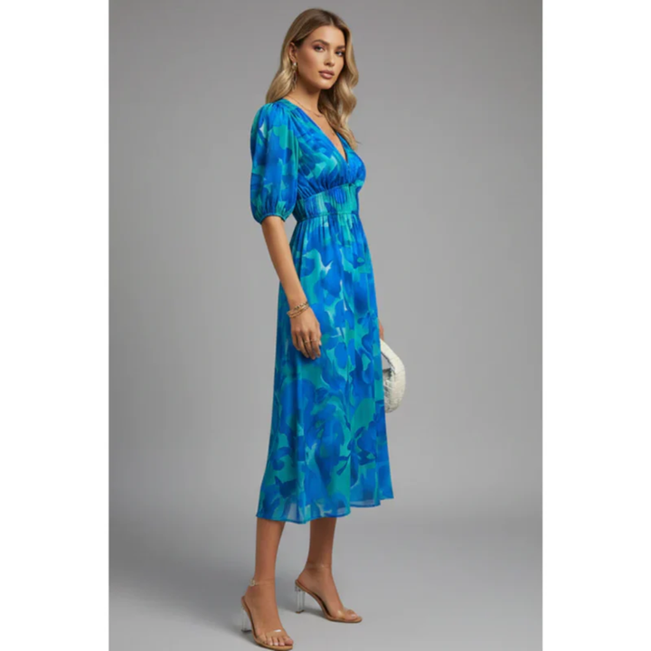 Heidrun | Damen Midikleid Sommer Klassisch Stilvoll