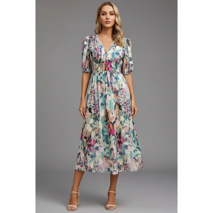 Heidrun | Damen Midikleid Sommer Klassisch Stilvoll