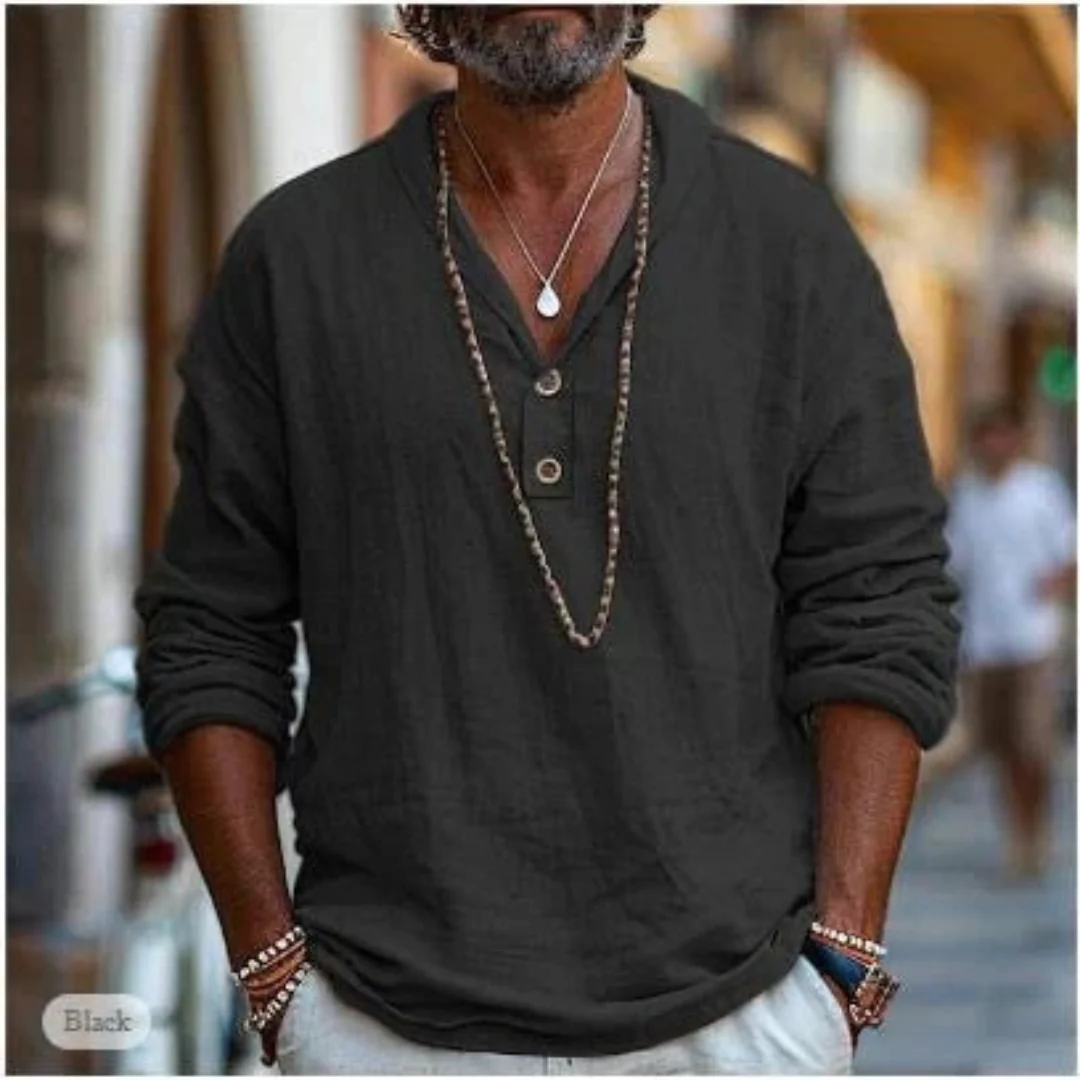 Heinz | Herren Henley Shirt Mit Kapuze Freizeit Design