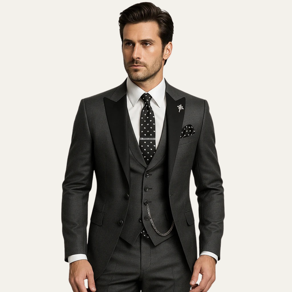 Herren Anzugset mit Sakko, Weste und Hose mit Reverskragen-Men Sets-Alpenkind