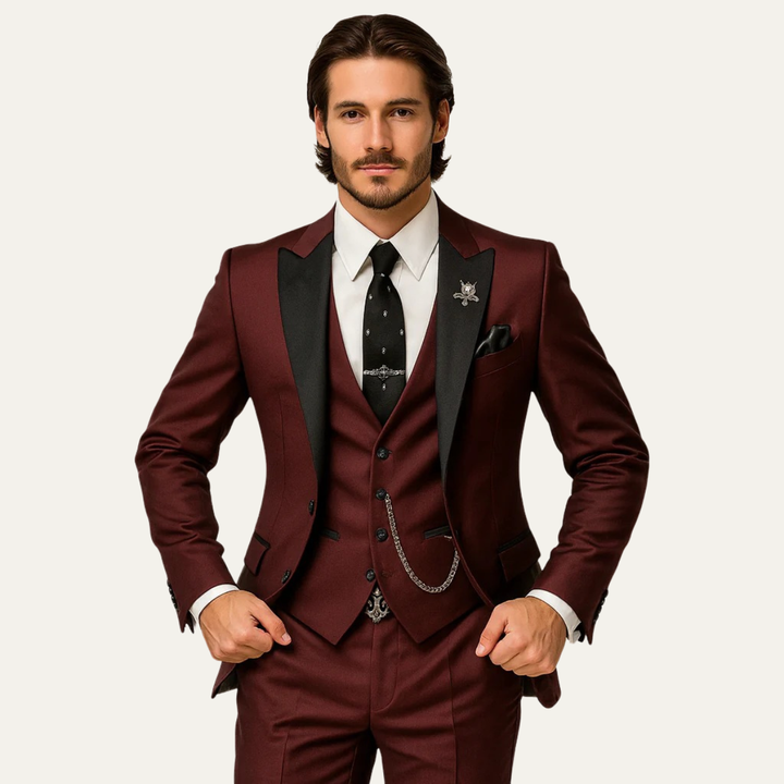 Herren Anzugset mit Sakko, Weste und Hose mit Reverskragen-Men Sets-Alpenkind