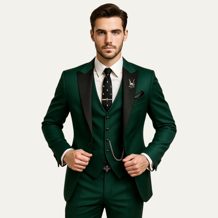 Herren Anzugset mit Sakko, Weste und Hose mit Reverskragen-Men Sets-Alpenkind