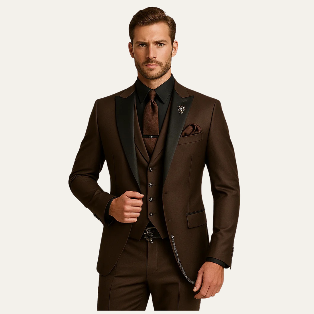 Herren Anzugset mit Sakko, Weste und Hose mit Reverskragen-Men Sets-Alpenkind