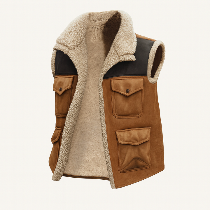 Herren Ärmellose Utility Weste mit Innenfutter und Aufgesetzten Taschen-Men vest-Alpenkind