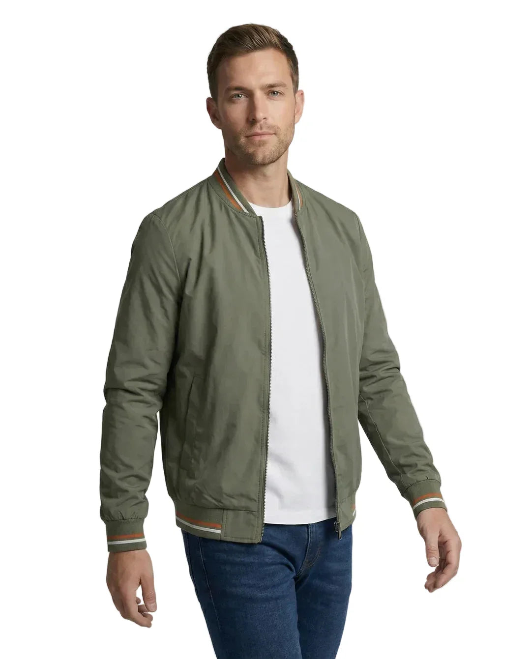 Herren Bomberjacke mit Reißverschluss und Rippbündchen-Men Jackets-Alpenkind