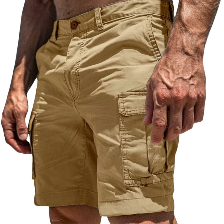 Herren Cargo Shorts mit Knopfverschluss und Seitentaschen-Men shorts-Alpenkind