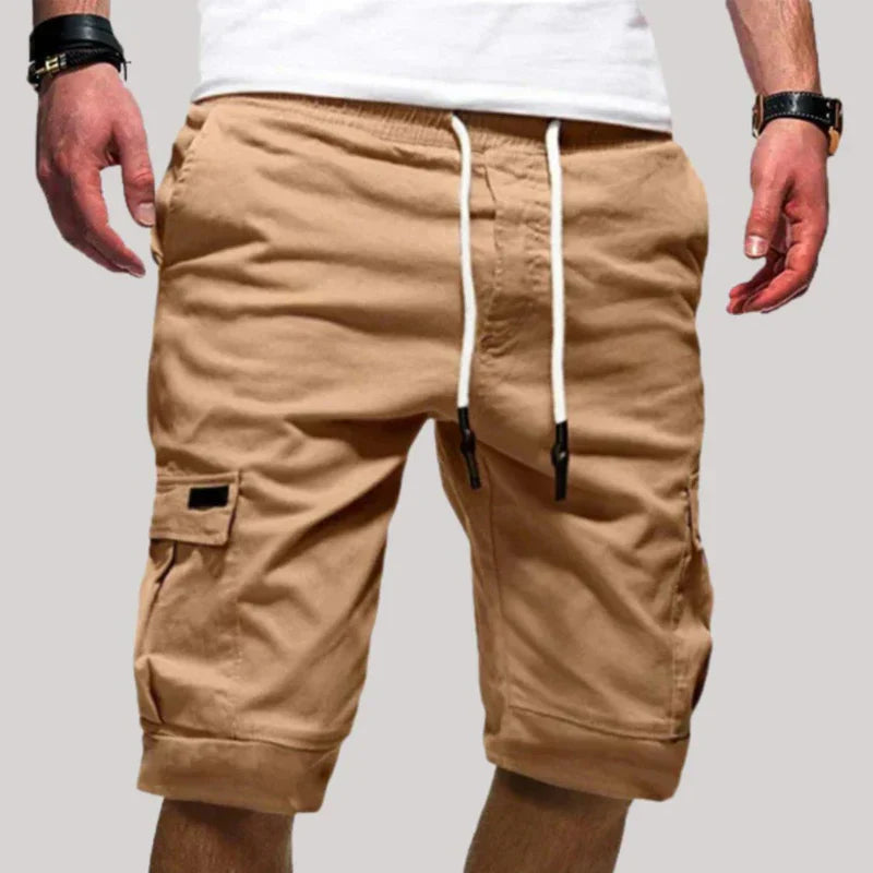 Herren Cargo Shorts mit Kordelzugbund und Mehreren Taschen-Men shorts-Alpenkind