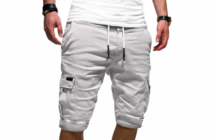 Herren Cargo Shorts mit Kordelzugbund und Mehreren Taschen-Men shorts-Alpenkind