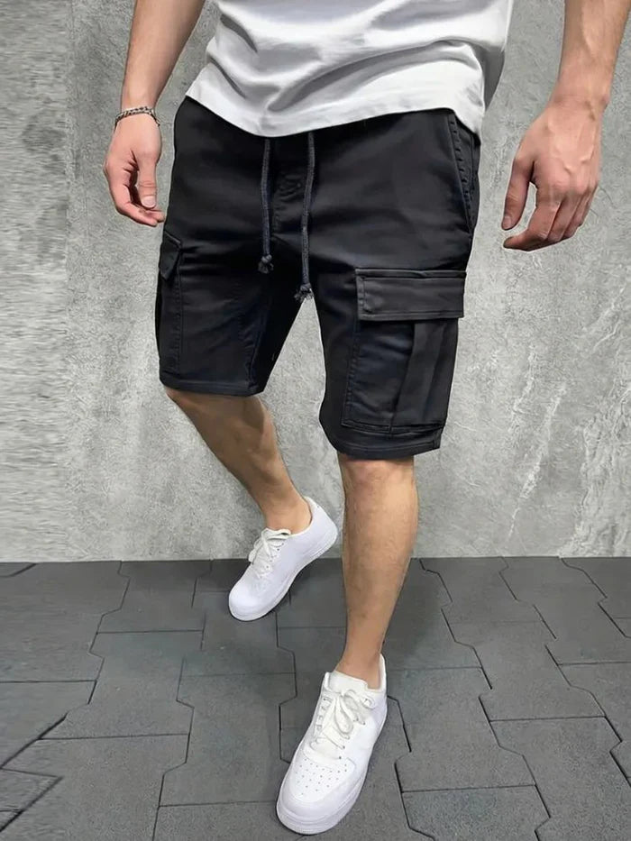 Herren Cargo Shorts mit Kordelzugbund und Pattentaschen-Men shorts-Alpenkind