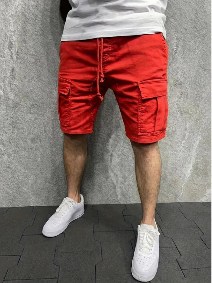 Herren Cargo Shorts mit Kordelzugbund und Pattentaschen-Men shorts-Alpenkind