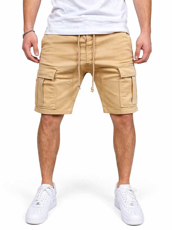 Herren Cargo Shorts mit Kordelzugbund und Pattentaschen-Men shorts-Alpenkind