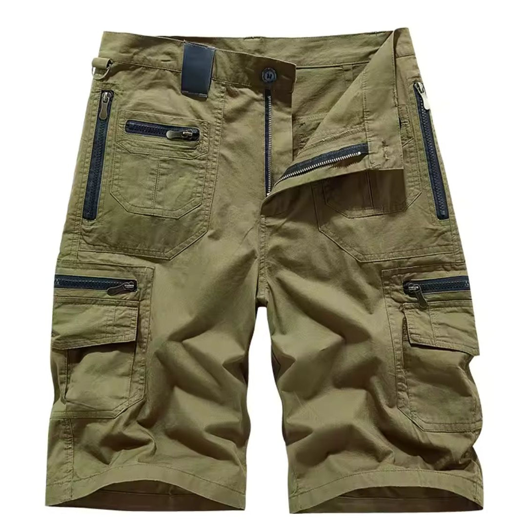 Herren Cargo Shorts mit Mehreren Taschen und Reißverschluss-Men shorts-Alpenkind