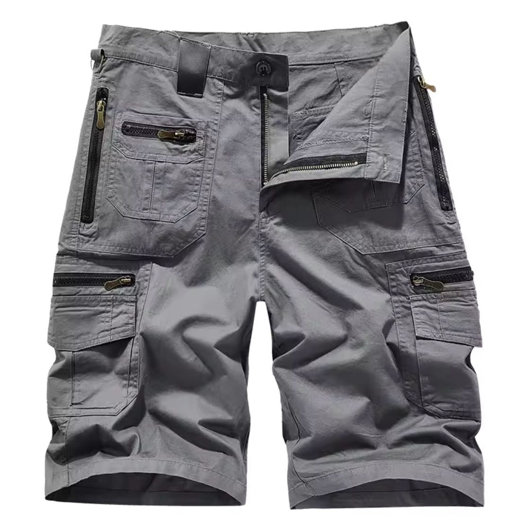 Herren Cargo Shorts mit Mehreren Taschen und Reißverschluss-Men shorts-Alpenkind