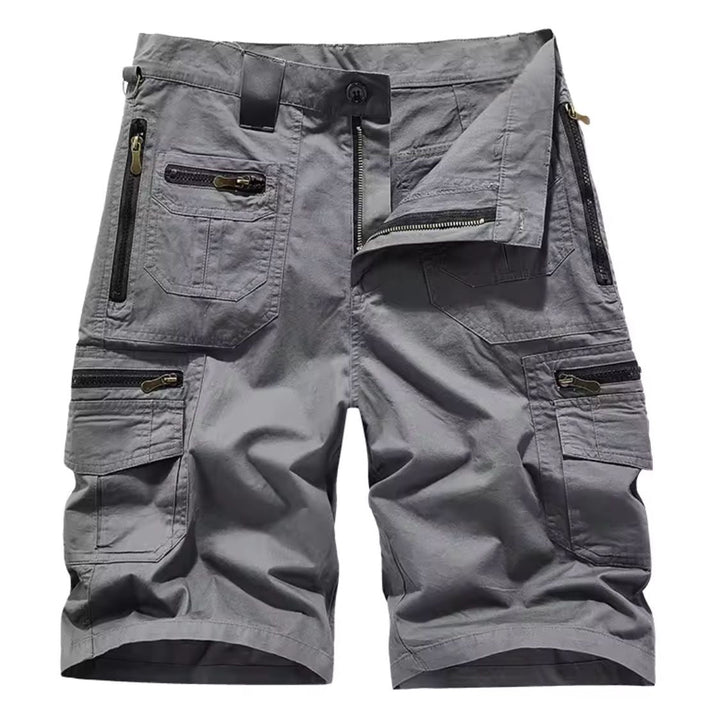 Herren Cargo Shorts mit Mehreren Taschen und Reißverschluss-Men shorts-Alpenkind