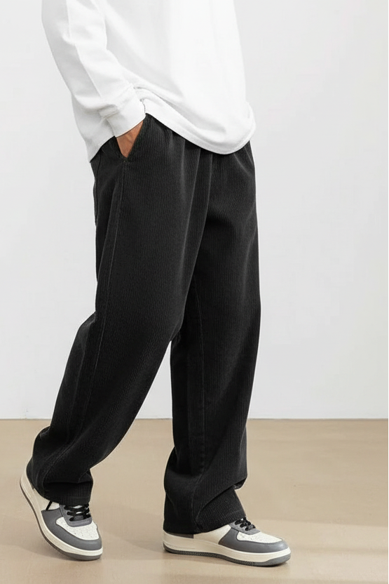 Herren Cordhose mit Elastischem Bund und Geradem Bein-Men Pants-Alpenkind