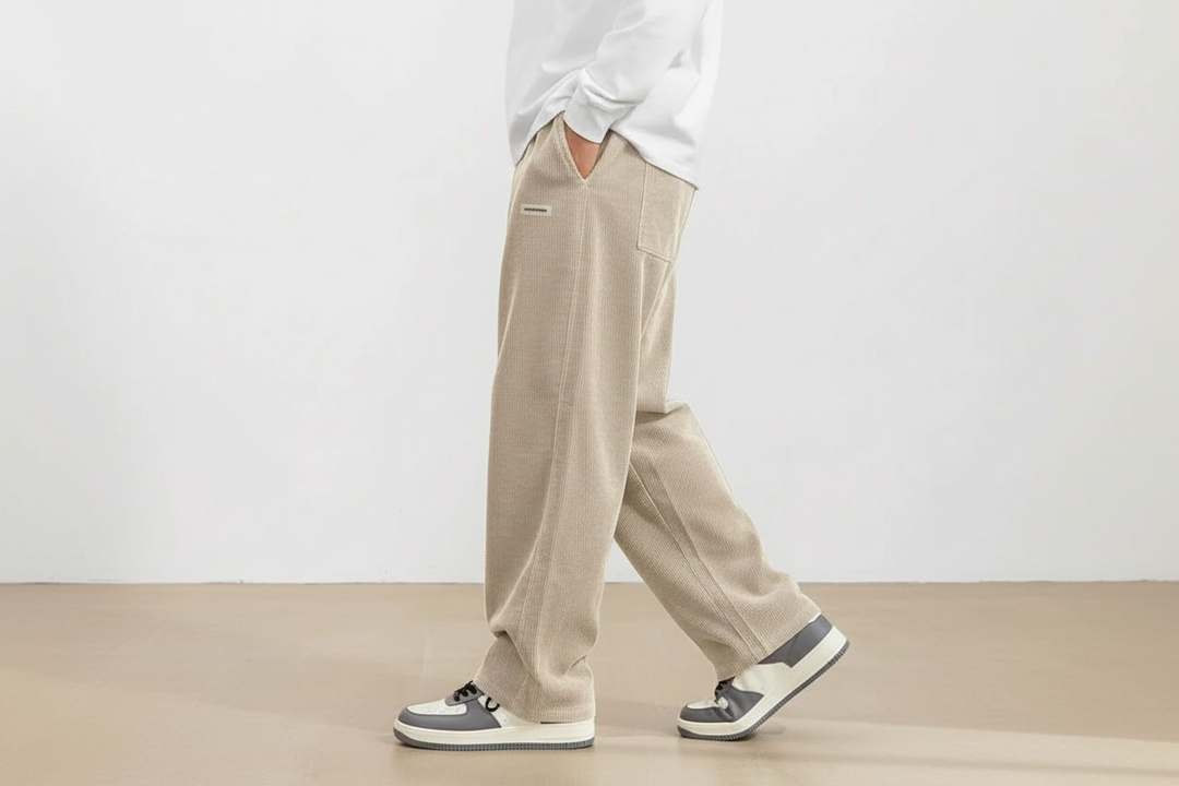 Herren Cordhose mit Elastischem Bund und Geradem Bein-Men Pants-Alpenkind