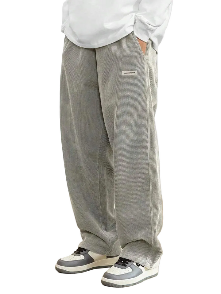 Herren Cordhose mit Elastischem Bund und Geradem Bein-Men Pants-Alpenkind