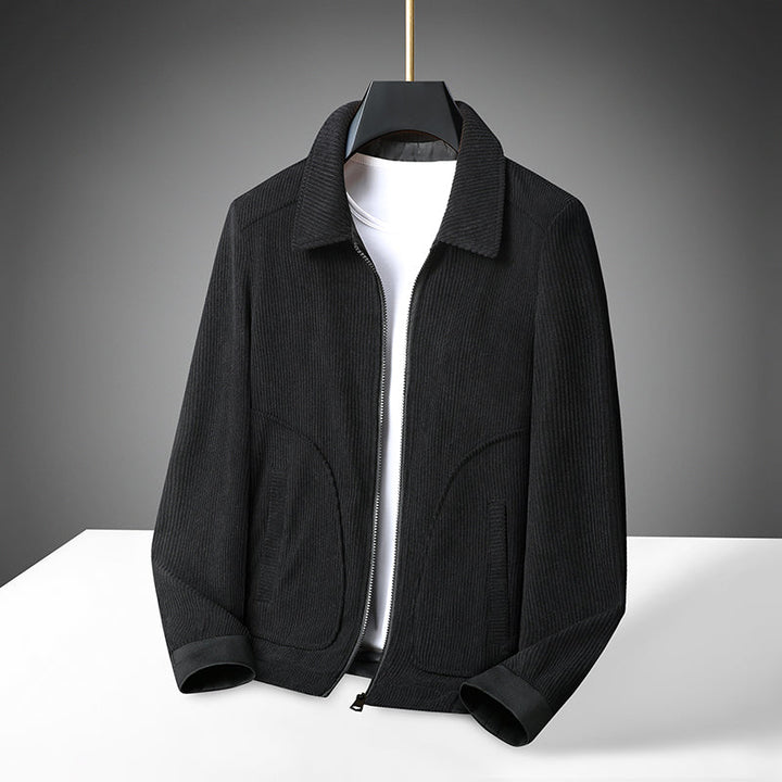 Herren Cordjacke mit Reißverschluss und gerippten Bündchen-Men Jackets-Alpenkind