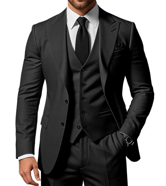 Herren Dreiteiliger Anzug mit Reverssakko, Knopfweste und Hose-Men Sets-Alpenkind