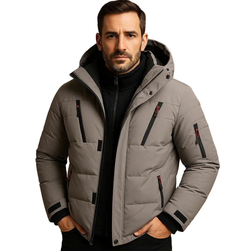 Herren Gesteppte Jacke mit Kapuze und Reißverschlusstaschen-Men Outerwear-Alpenkind